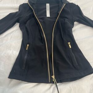 lululemon athletica Black Bomber Jacket with Gold Hardware